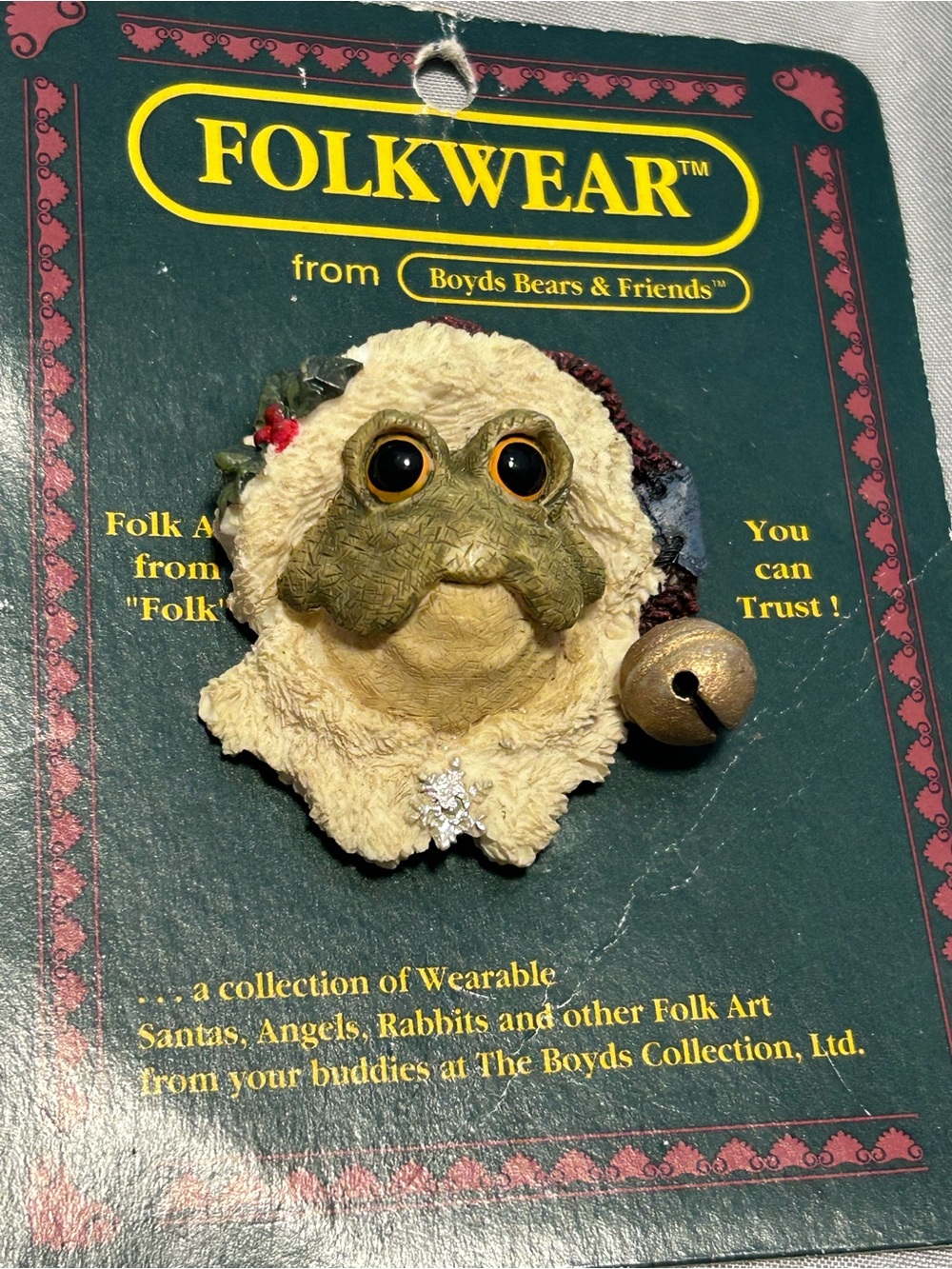 Folkwear Christmas Frog Pin Boyds Friends Retired